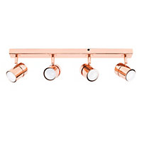 ValueLights Modern 4 Way Polished Copper Effect Straight Bar Ceiling Spotlight