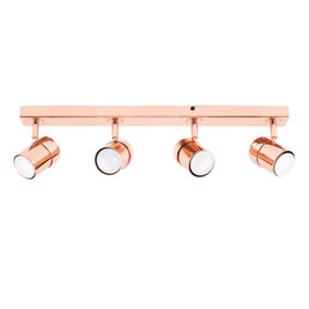 ValueLights Modern 4 Way Polished Copper Effect Straight Bar Ceiling Spotlight