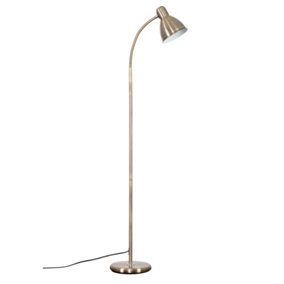 ValueLights Modern Antique Brass Adjustable Reading/Craft Floor Lamp - Includes 6w LED GLS Bulb 6500K Cool White