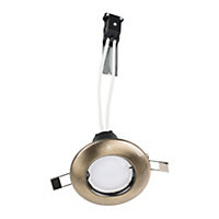 ValueLights Modern Antique Brass Recessed GU10 Ceiling Downlight Fitting - Complete with 1 x 5W GU10 Cool White LED Bulb
