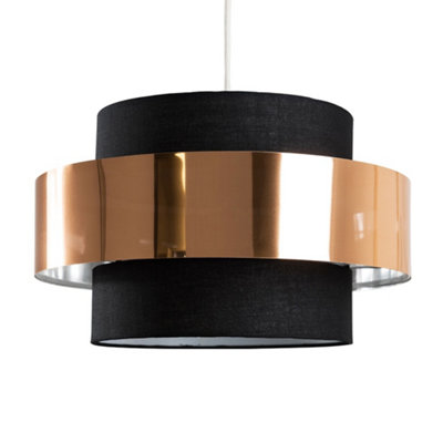 ValueLights Modern Black And Copper Cylinder Ceiling Pendant Light Shade