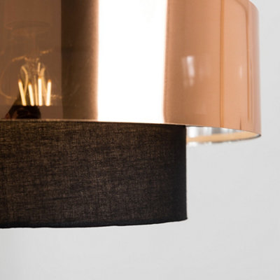 ValueLights Modern Black And Copper Cylinder Ceiling Pendant Light Shade