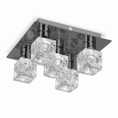 ValueLights Modern Black Chrome Ice Cube 5 Way Flush Ceiling Spotlight