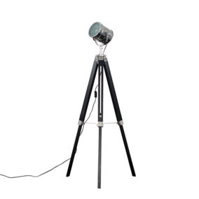 ValueLights Modern Black & Chrome Industrial Photography/Film Studio Style Adjustable Spotlight Tripod Floor Lamp