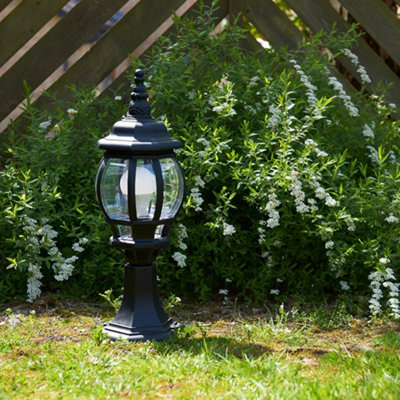 ValueLights Modern Black IP44 Rated Outdoor Garden Lantern Style Lamp Post Pillar Light