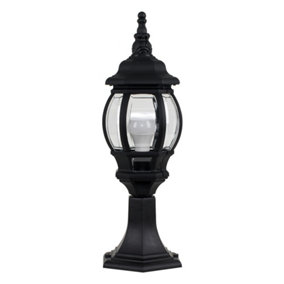 ValueLights Modern Black IP44 Rated Outdoor Garden Lantern Style Lamp Post Pillar Light