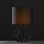 ValueLights Modern Black Metal Basket Cage Bed Side Table Lamp With Black Fabric Shade
