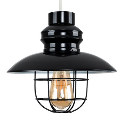 ValueLights Modern Black Metal Fisherman's Style Ceiling Pendant Light Shade