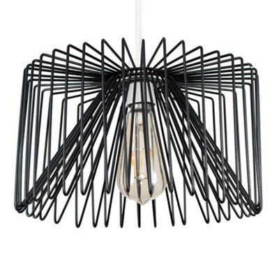 ValueLights Modern Black Non Electric Metal Wire Design Cylinder Shaped Light Pendant Shade