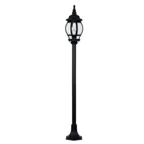 ValueLights Modern Black Outdoor Garden IP44 Rated Bollard Lamp Post Light - Complete with 1 x 6w LED ES E27 Bulb