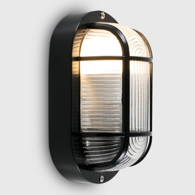 ValueLights Modern Black Outdoor Garden Security Bulkhead Wall Light - IP44 Rated - Complete with 1 x 4w LED Bulb