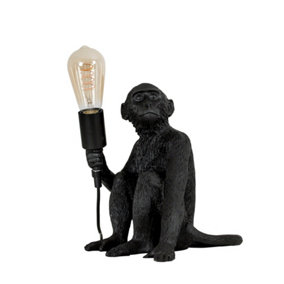 ValueLights Modern Black Painted Monkey Design Table Lamp - Includes 4w LED Helix Filament Bulb 2200K Warm White