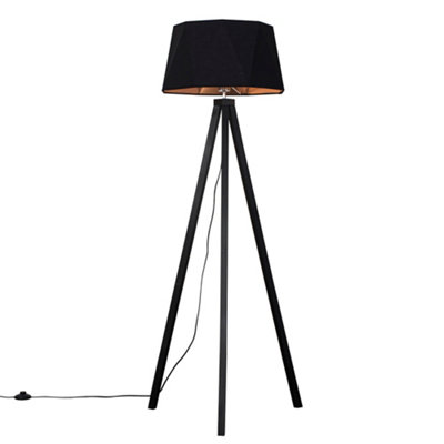 Dark wood deals tripod floor lamp