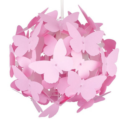 ValueLights Modern Bright Pink Butterfly Girl's Ceiling Pendant Bedroom Lamp Shade