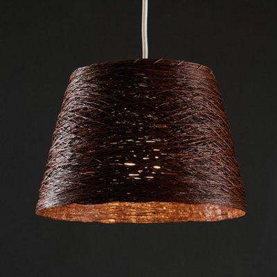 ValueLights Modern Brown Wicker Rattan Style  Ceiling Pendant Light Shade