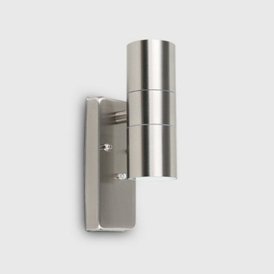 ValueLights Modern Brushed Chrome IP44 Rated Up Down Outdoor Security Wall Light