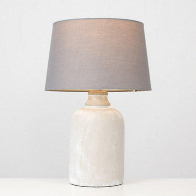 ValueLights Modern Cement Effect Table Lamp With Grey Fabric Shade