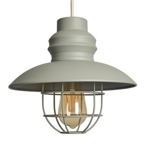 ValueLights Modern Cement Grey Stone Effect Fisherman's Style Ceiling Pendant Light Shade