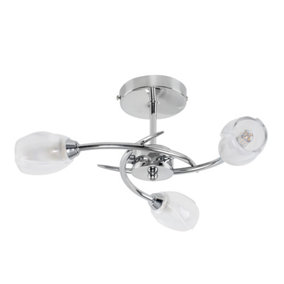 ValueLights Modern Chrome 3 Way Ceiling Light With Frosted Glass Shades