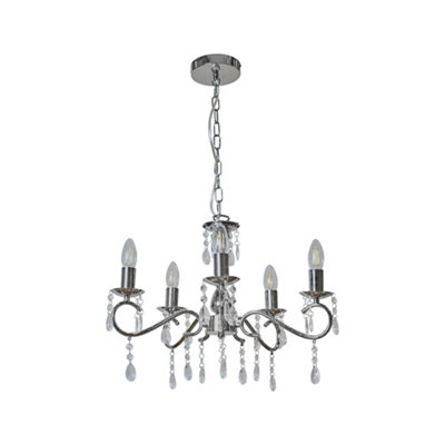 ValueLights Modern Chrome 5 Way Crystal Jewel Chandelier Ceiling Light