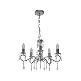 ValueLights Modern Chrome 5 Way Crystal Jewel Chandelier Ceiling Light Fitting