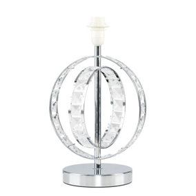 ValueLights Modern Chrome Acrylic Jewel Intertwined Double Hoop Design Table Lamp Base
