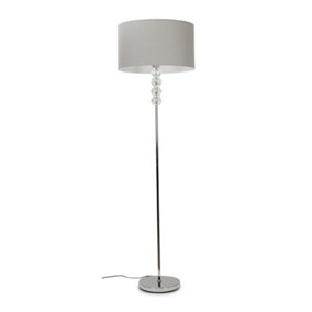 ValueLights Modern Chrome And Clear Acrylic Balls Floor Lamp With Cool Grey Drum Shade