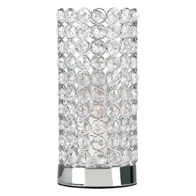 ValueLights Modern Chrome And Clear Acrylic Jewel Cylinder Touch Table Lamp