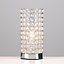 ValueLights Modern Chrome And Clear Acrylic Jewel Cylinder Touch Table Lamp