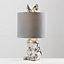 ValueLights Modern Chrome Ceramic Rabbit Hare Animal Table Lamp With Grey Shade