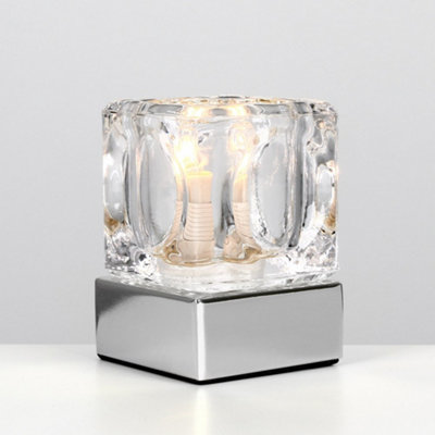 ValueLights Modern Chrome Glass Ice Cube Touch Table Lamp
