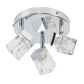ValueLights Modern Chrome Ice Cube 3 Way IP44 Rated Bathroom Ceiling Light Spotlight
