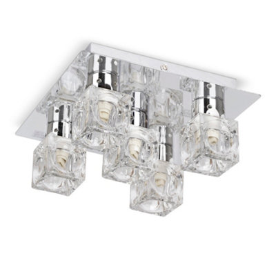 ValueLights Modern Chrome Ice Cube 5 Way Flush Ceiling Spotlight