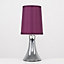 ValueLights Modern Chrome Trumpet Touch Table Lamp With Purple Fabric Shade