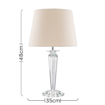 ValueLights Modern Clear Genuine K9 Crystal Base Table Lamp With Beige Shade
