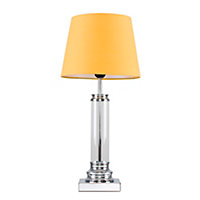 ValueLights Modern Clear Glass Column Design Touch Table Lamp With Mustard Shade