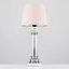 ValueLights Modern Clear Glass Column Design Touch Table Lamp With Pink Shade