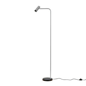 ValueLights Modern Cool Grey and Black GU10 Angled Floor Lamp With Black Marble Base - Includes 5W LED Bulb 3000K Warm White