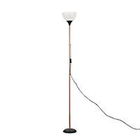 ValueLights Modern Copper & Black Uplighter Floor Lamp With White Shade - Includes 6w LED GLS Bulb 3000K Warm White