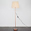 ValueLights Modern Copper Metal Standard Floor Lamp With Beige Shade