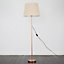 ValueLights Modern Copper Metal Standard Floor Lamp With Beige Shade