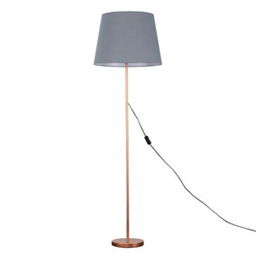 ValueLights Modern Copper Metal Standard Floor Lamp With Grey Shade