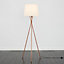 ValueLights Modern Copper Metal Tripod Floor Lamp With Beige Shade