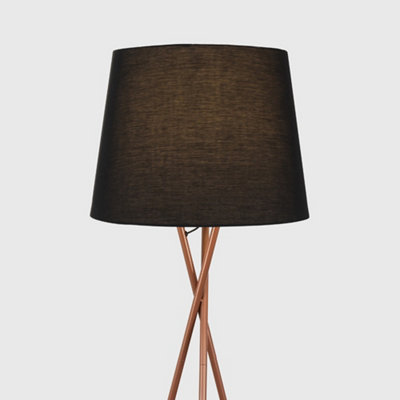 ValueLights Modern Copper Metal Tripod Floor Lamp With Black Shade