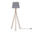 ValueLights Modern Copper Metal Tripod Floor Lamp With Grey Tapered ...