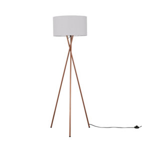 ValueLights Modern Copper Metal Tripod Floor Lamp With Light Grey Shade