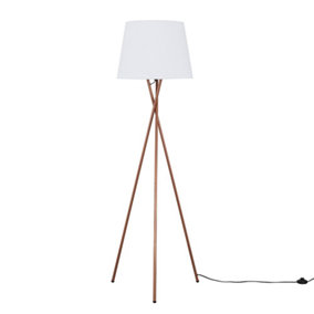 ValueLights Modern Copper Metal Tripod Floor Lamp With White Shade