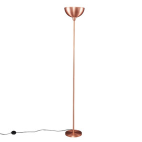 ValueLights Modern Copper Uplighter Floor Lamp With Bowl Shaped Shade - Includes 6w LED GLS Bulb 3000K Warm White