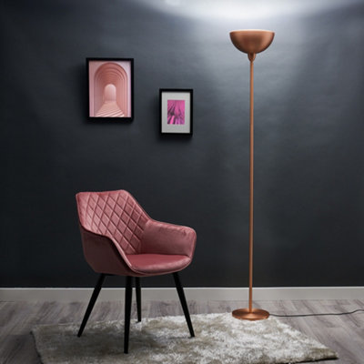 ValueLights Modern Copper Uplighter Floor Lamp With Bowl Shaped Shade
