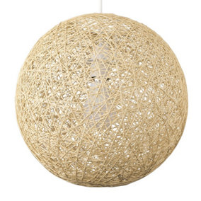 ValueLights Modern Cream Lattice Wicker Rattan Globe Ball Style Ceiling Pendant Light Lampshade
